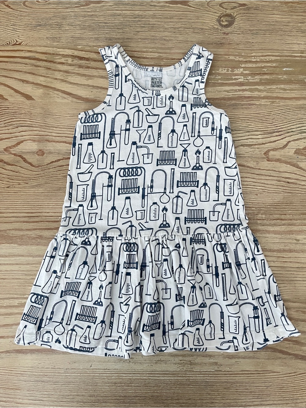 Winter Water Factory Girls White & Navy Science-Print Tank Dress